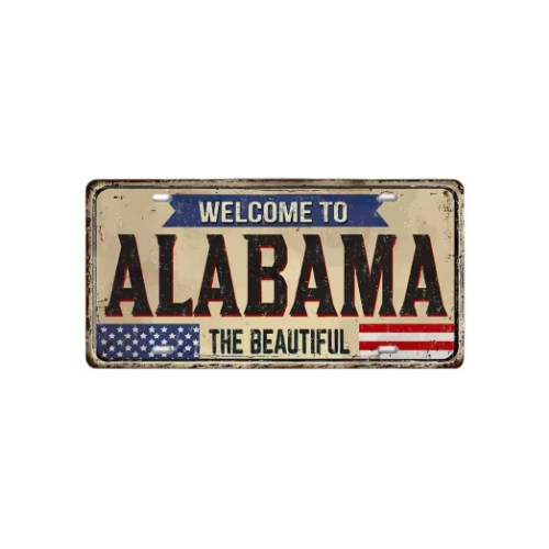 Alabama Vintage State Metal Plate